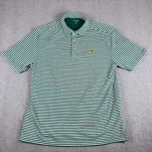 Masters Tech Golf Polo Shirt Men's Large Wicking Stretch Green Striped